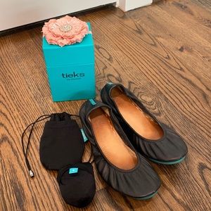 Tieks in black leather
